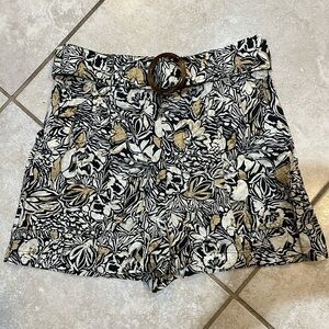 Jason Wu Neutral Floral Print High Waist Belted Shorts S